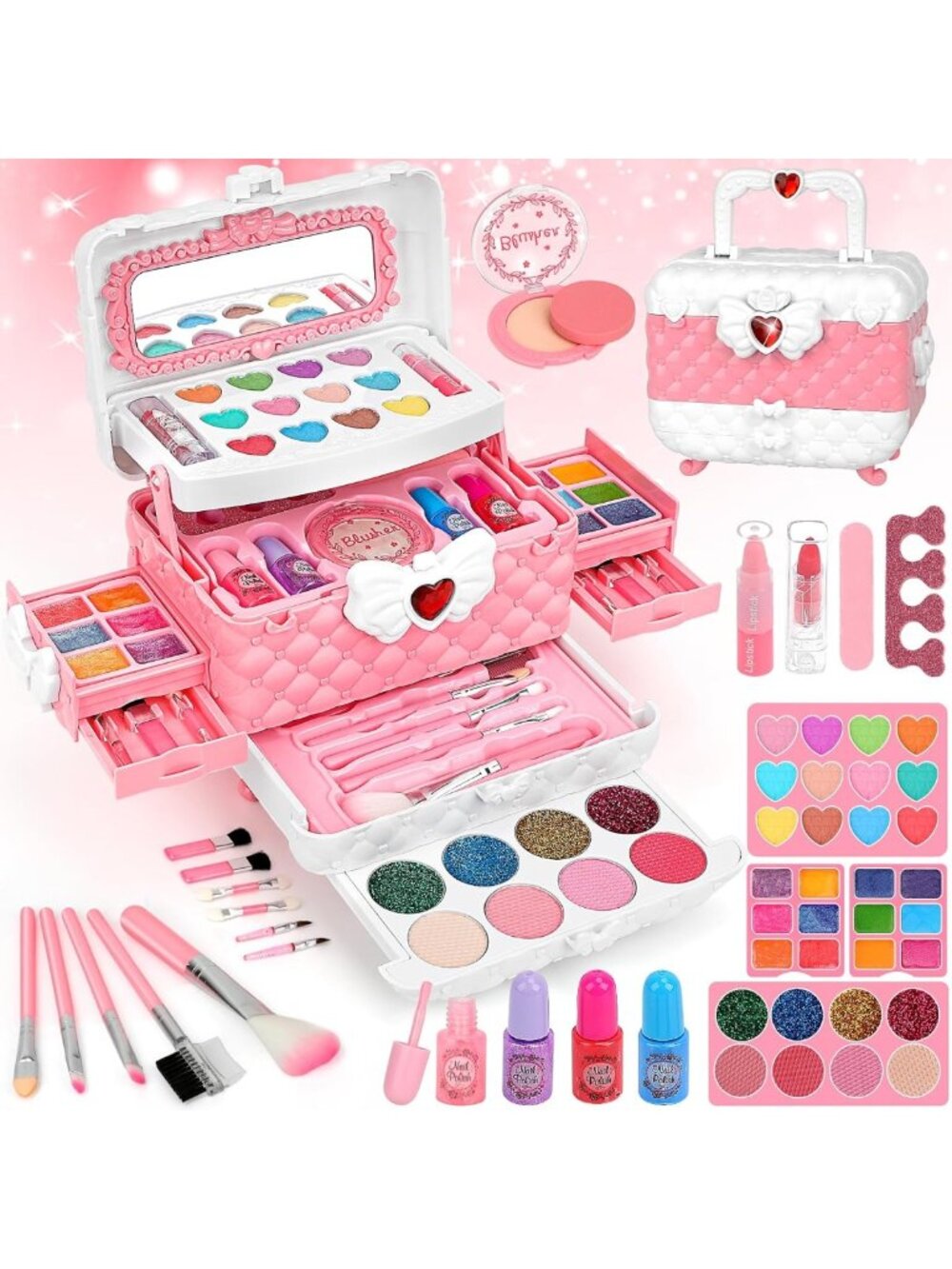Washable Kids Makeup Kit - Fun Play Makeup Set for Girls Age 4-12, Perfect Gift!